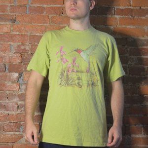 Vintage Lime Green Hummingbird Single-Stitch Shirt